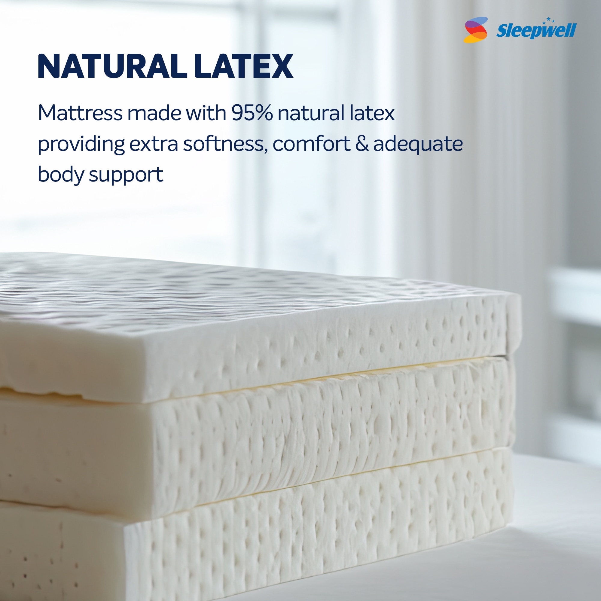Sleepwell Ortho Pro Natural Latex, Back & Spine Support 8 inch Single High Resilience (HR) Foam Mattress (L x W: 72 inch x 36 inch)