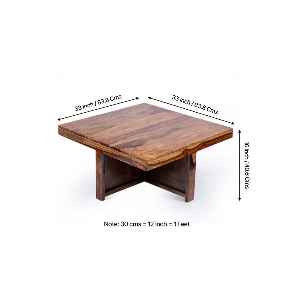 Blane Sheesham Wood 4 Seater Coffee Table Set In Teak Finish