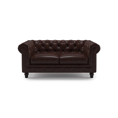 Winchester 2 Seater Half Leather Sofa in Chocolate Colour