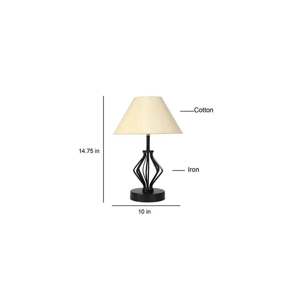 Ariah off-white cotton Table lamp with Iron Base