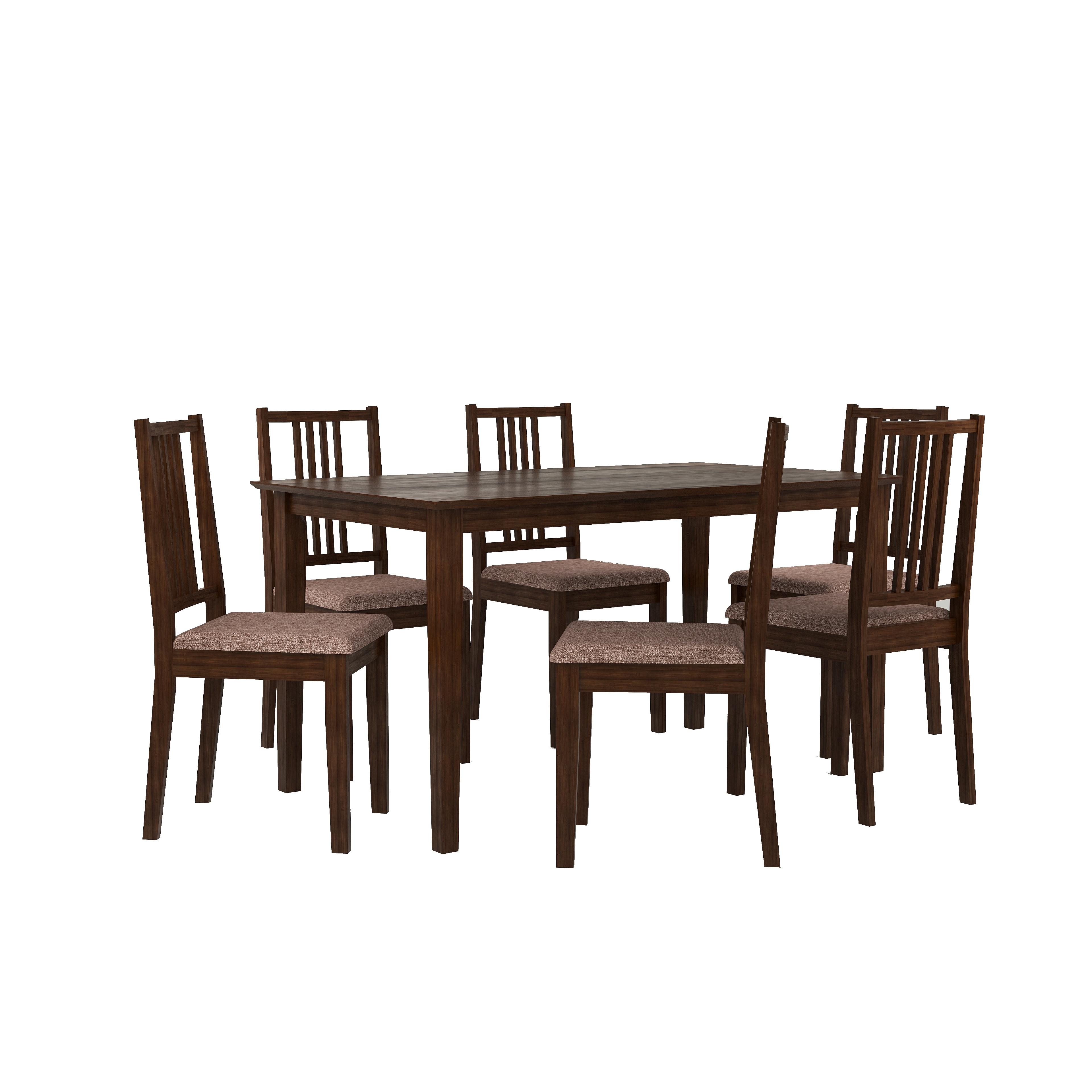 Monterey 6 Seater Dining Set with 6 Chairs (Rubberwood, Dark Cappuccino Finish)