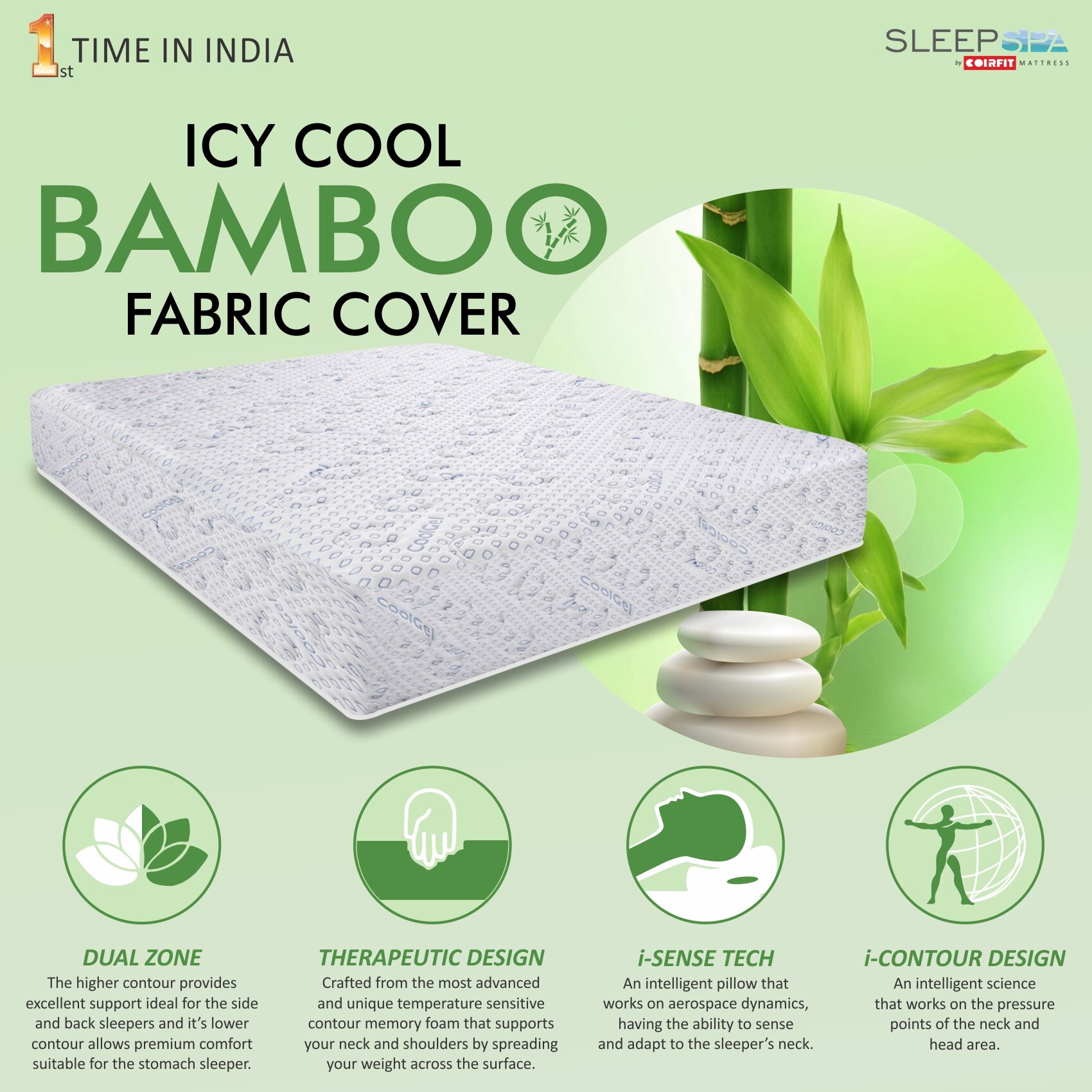 Nirvana Bamboo Fabric with Herb Fresh Technology 7 Zone 4 Inch King Latex Foam Mattress L x W 78 inch x72 inch