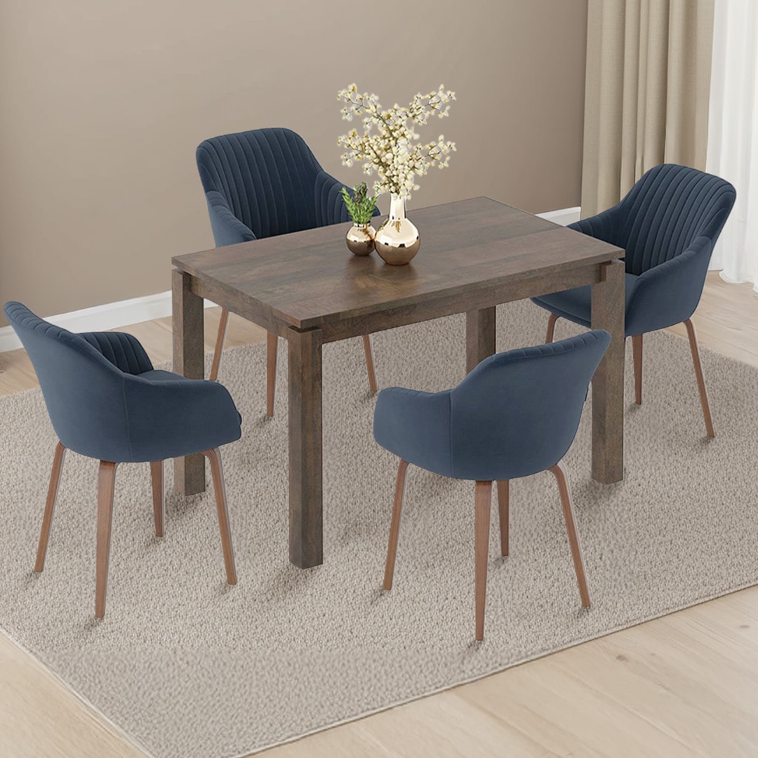 Atlas Solid Wood 4 Seater Dining Table With Rochelle Lounge Chairs
