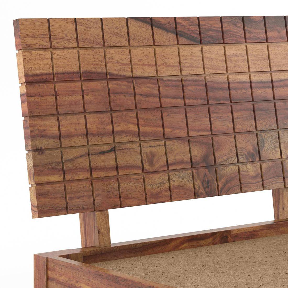 Valencia Solid Wood Queen Size Box Storage Bed In Teak Finish