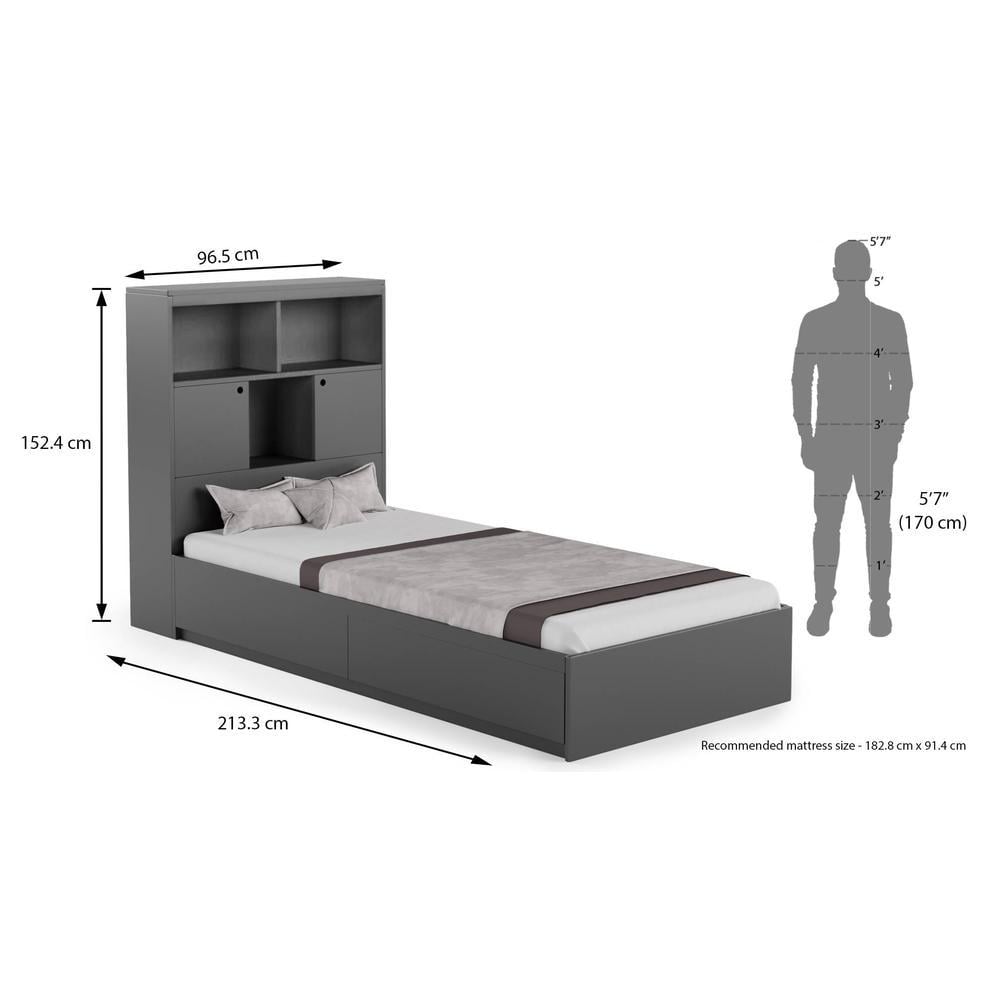 Ironhide Engineered Wood Box Storage Bed in Grey Colour