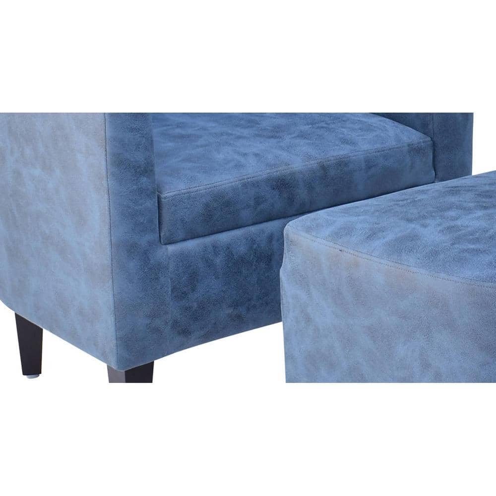 Valencia Accent Chair With Ottoman & Cushion - Blue