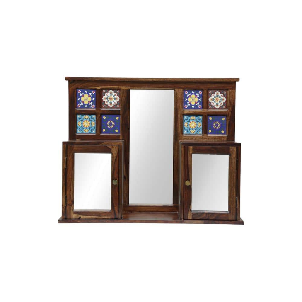 barrie solid wood mirror in brown colour
