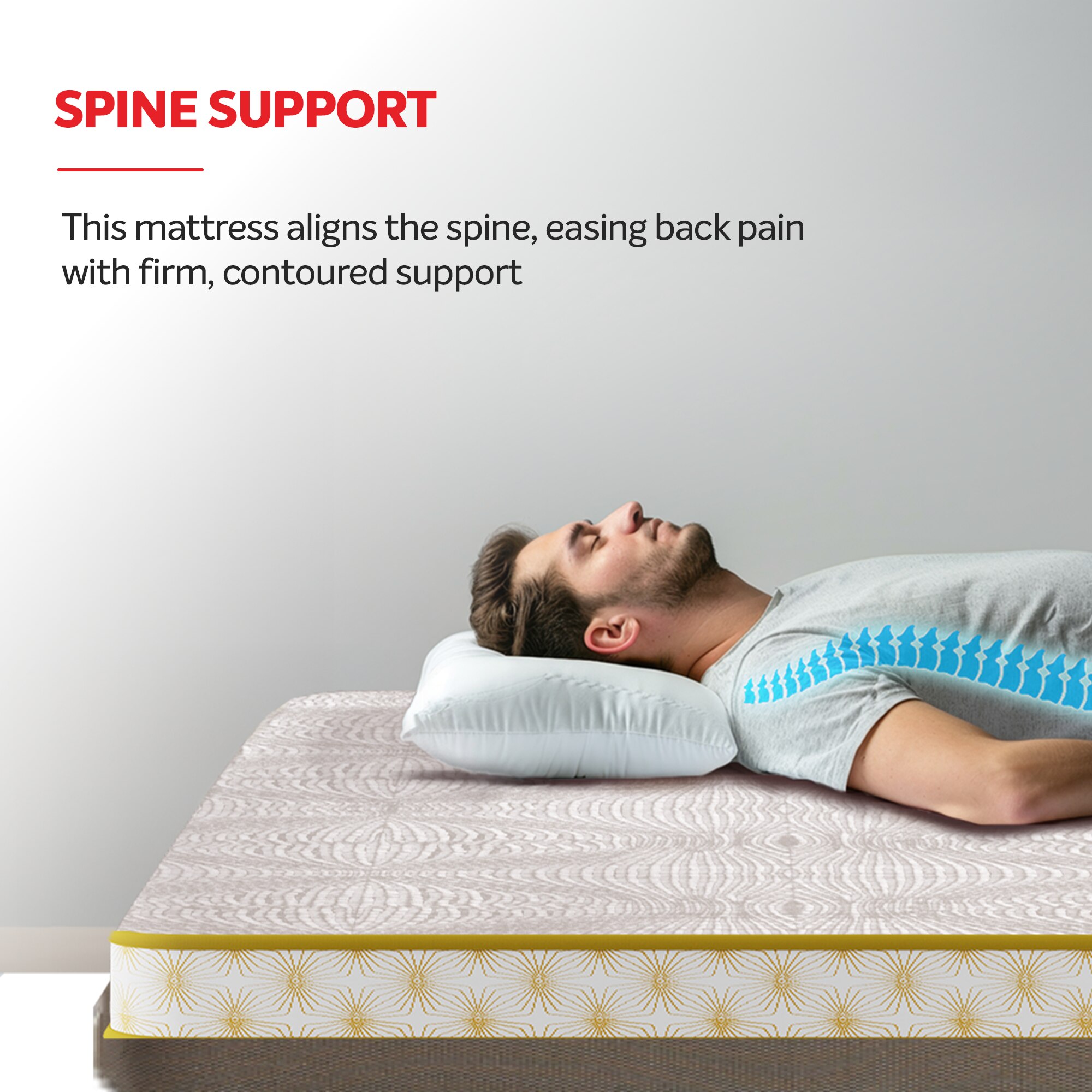 KURLON OrthoMagic Essential |Orthopedic Hybrid mattress with Latex, Coir & HR Foam | 6 inch Single Latex Foam Mattress (L x W: 75 inch x 36 inch)