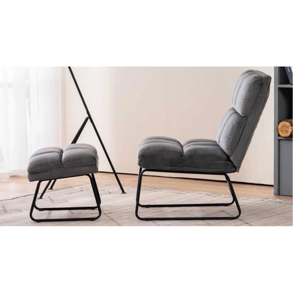 Hiltonia Chair With Ottoman Grey