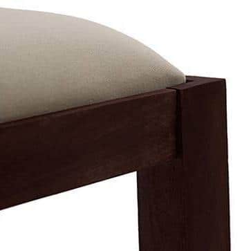 Oribi Dining Bench In Mahogany Finish With Wheat Brown Fabric