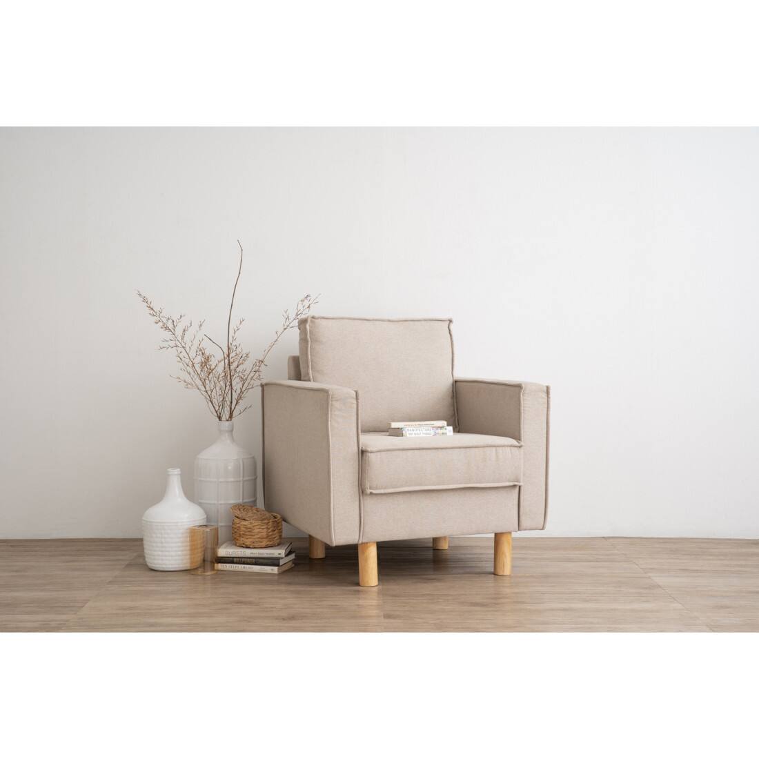 Scandinavian Nexon One Seater Sofa Natural Wood Finish - Nestnordic