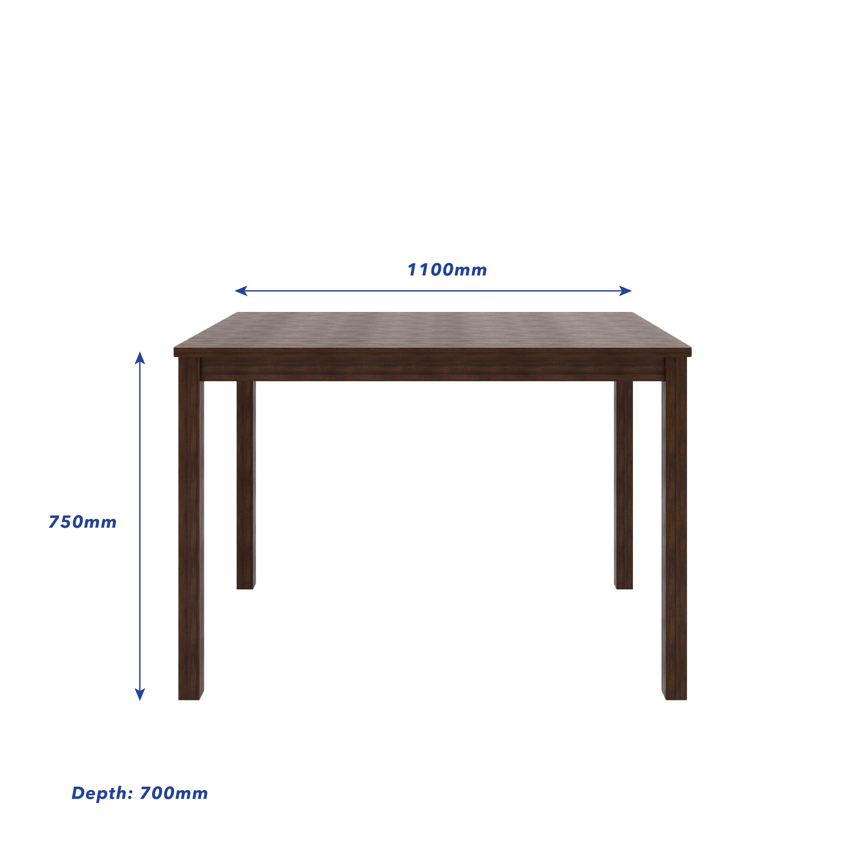 Seattle Starter Dining Set 1+4 (Rubberwood, Dark Cappuccino Finish)