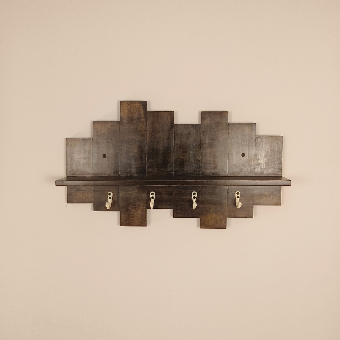 Glencroft Wooden Wall Shelf Organiser With Key Holders