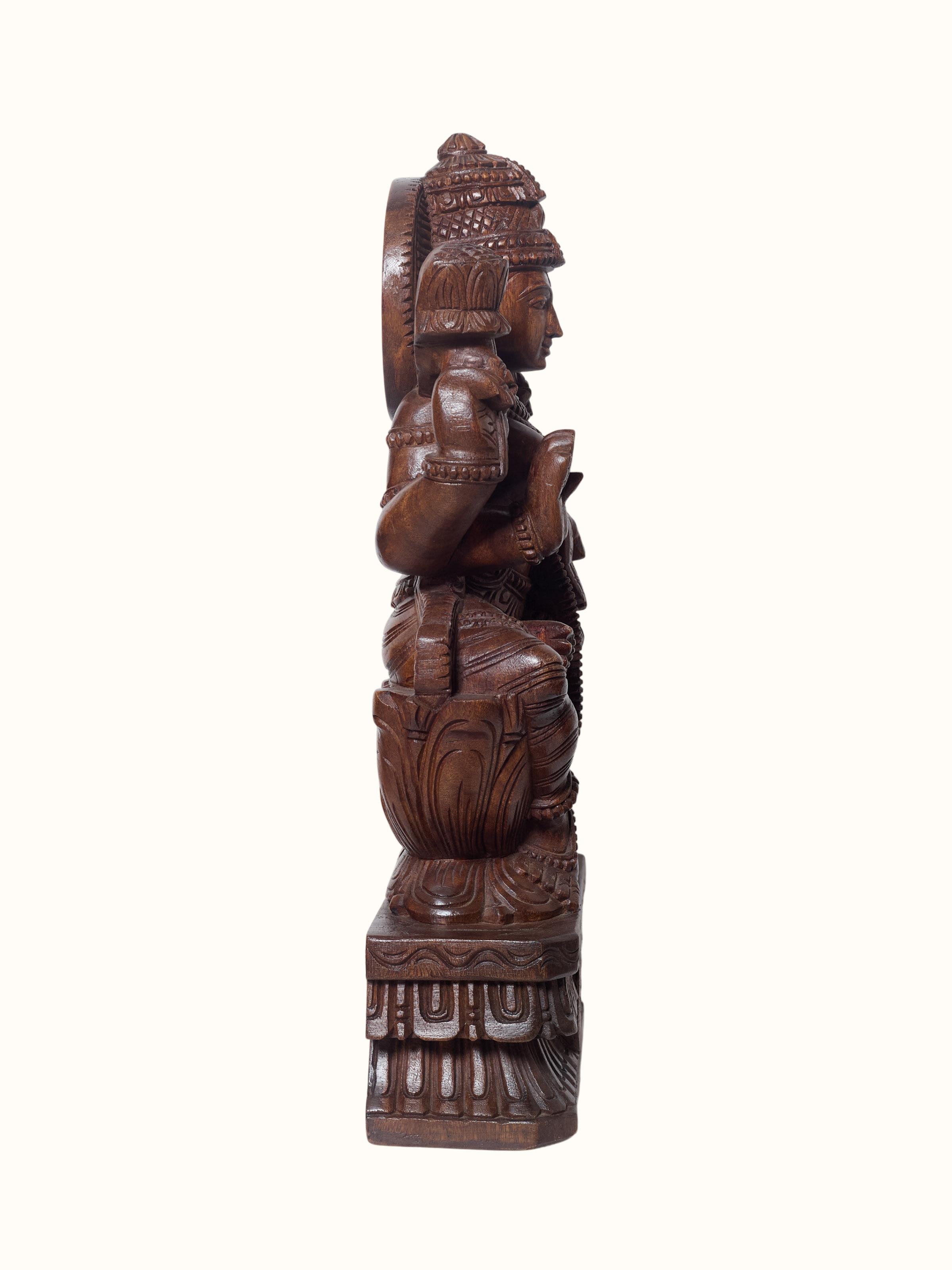 Wood Carved Lakshmi Devi Idol