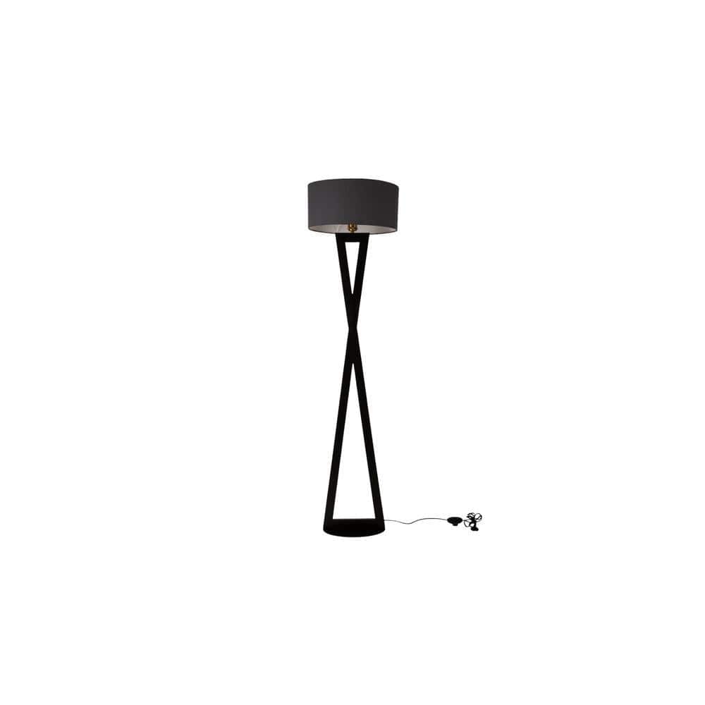 Hamptons Grey Metal Shade Club Floor Lamp with Metal Base
