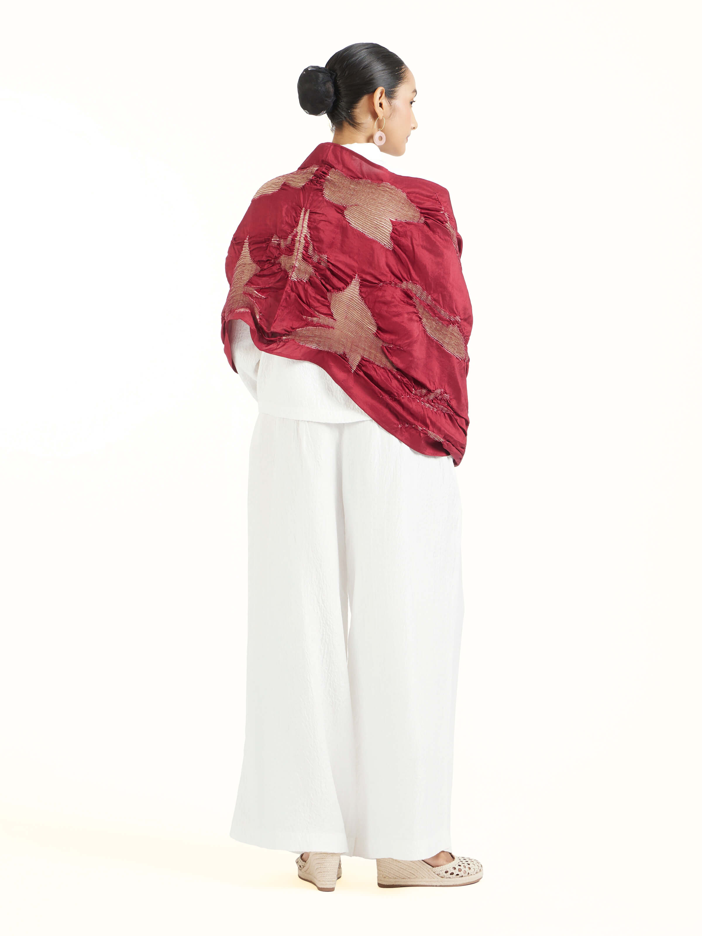 Crimson Tie & Dye Shibori Stole