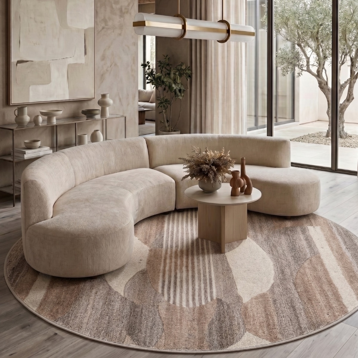 Handmade Round Wool Rug Modern Minimalist Beige 10 Feet Carpet - NEU LOOMS