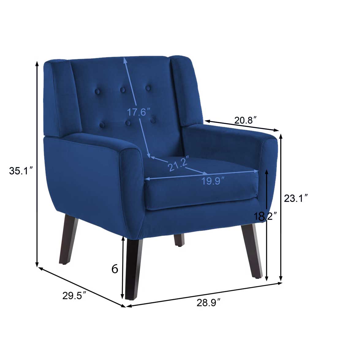 Derel Accent Chair in Navy Blue Colour