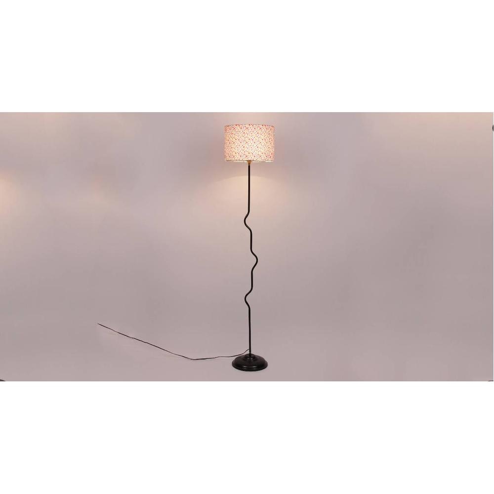 Frankie Multicolour Fabric Floor Lamp with Black Iron Base