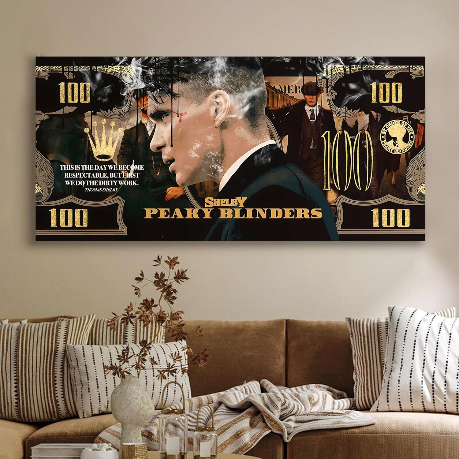 Paintingmantra British Gangster Money Theme Canvas Wall Painting 22x46 Inch - Art Street