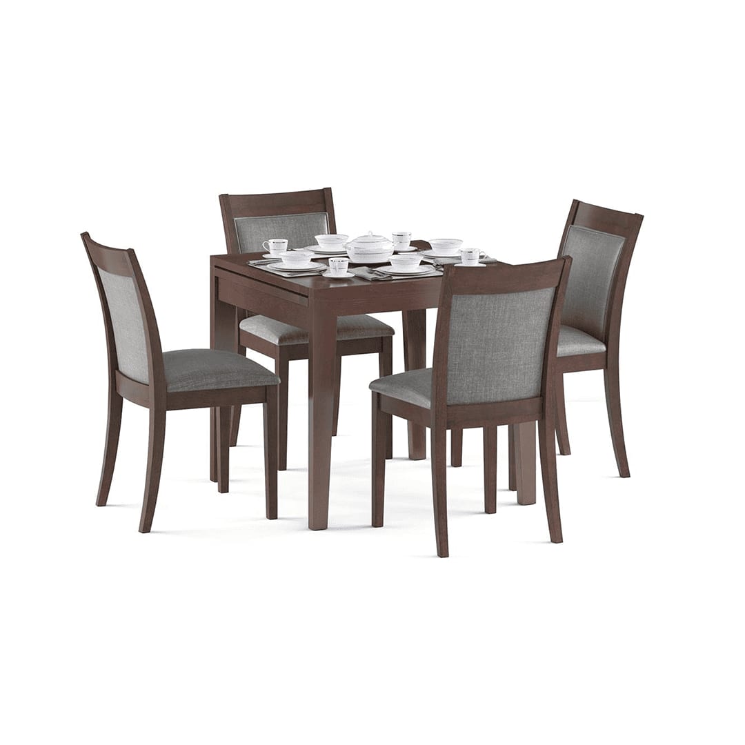 Murphy 4-To-6 Extendable - Dalla 4 Seater Dining Table Set (Colour- Grey , Finish- Dark Walnut)