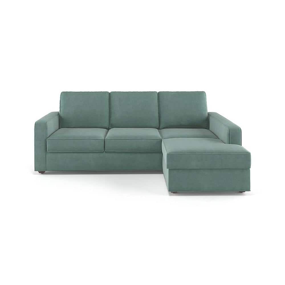 Apollo Sofa (Colour : Dusty Turquoise Velvet, Cushion : Soft, Back Type : Regular, Seating Capacity : Right Aligned 2 Seater + Right Aligned Chaise)