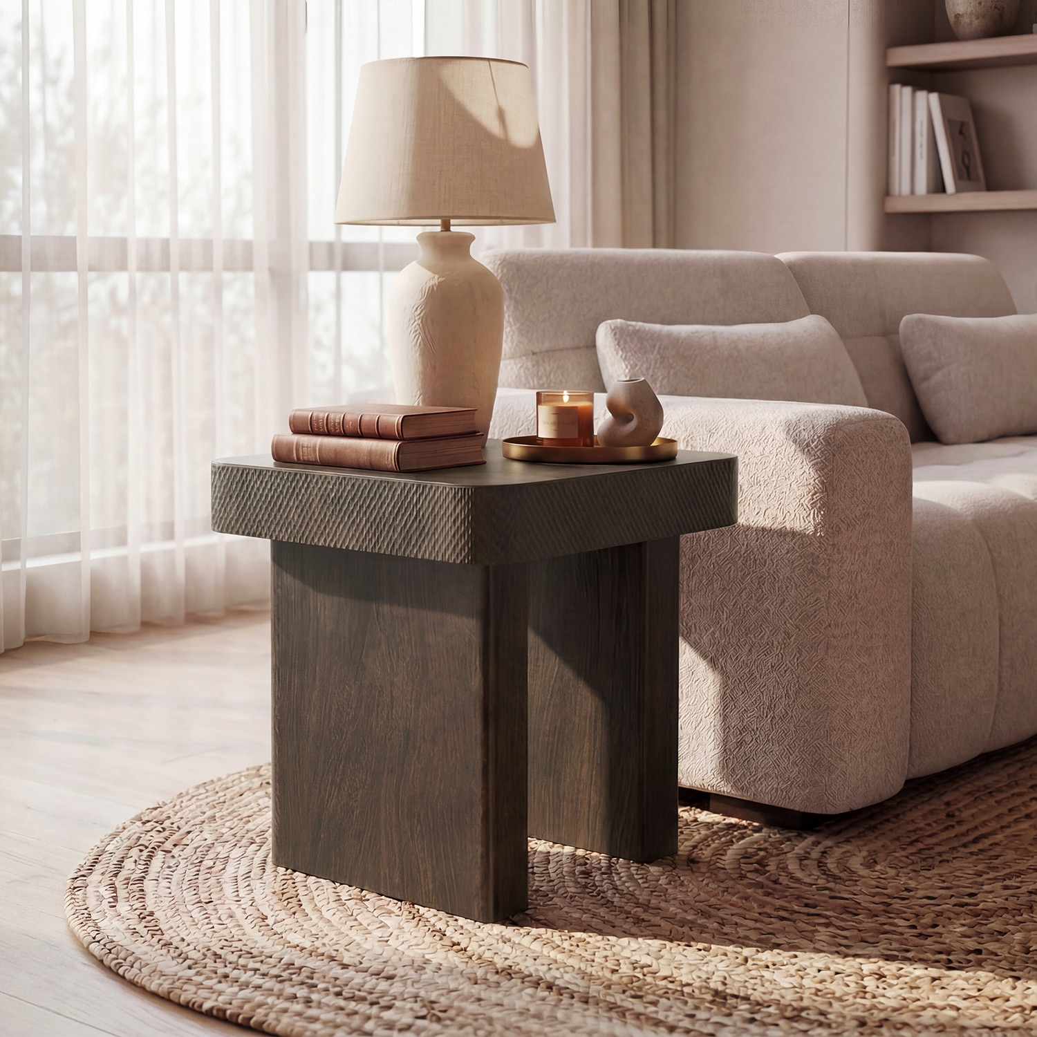 Nakkashi Solid Wood Square Side Table In Dark Chestnut Finish - Urban Ladder