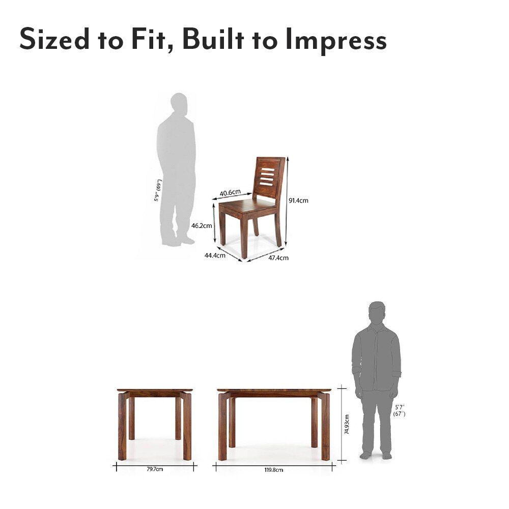 Catria - Capra 4 Seater Dining Table Set (Finish- Teak)