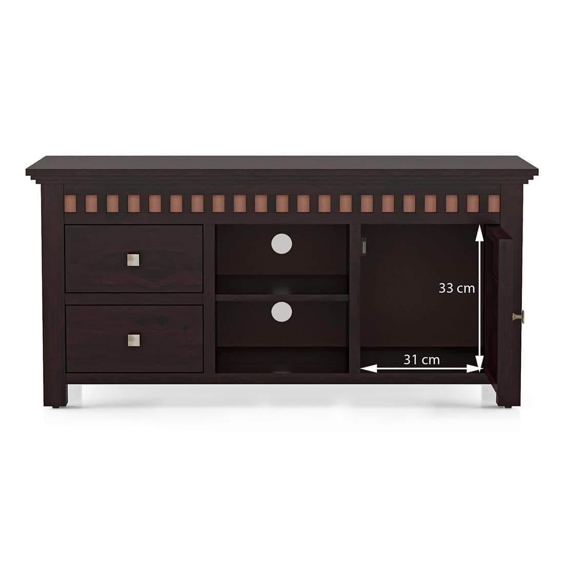 Fidora Solid Wood Free Standing TV Unit in Mahogany Finish