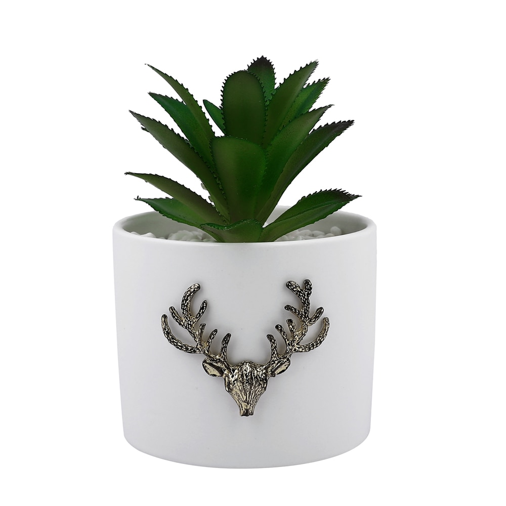 White 1 Pieces Succulent Artificial Plant With Pot