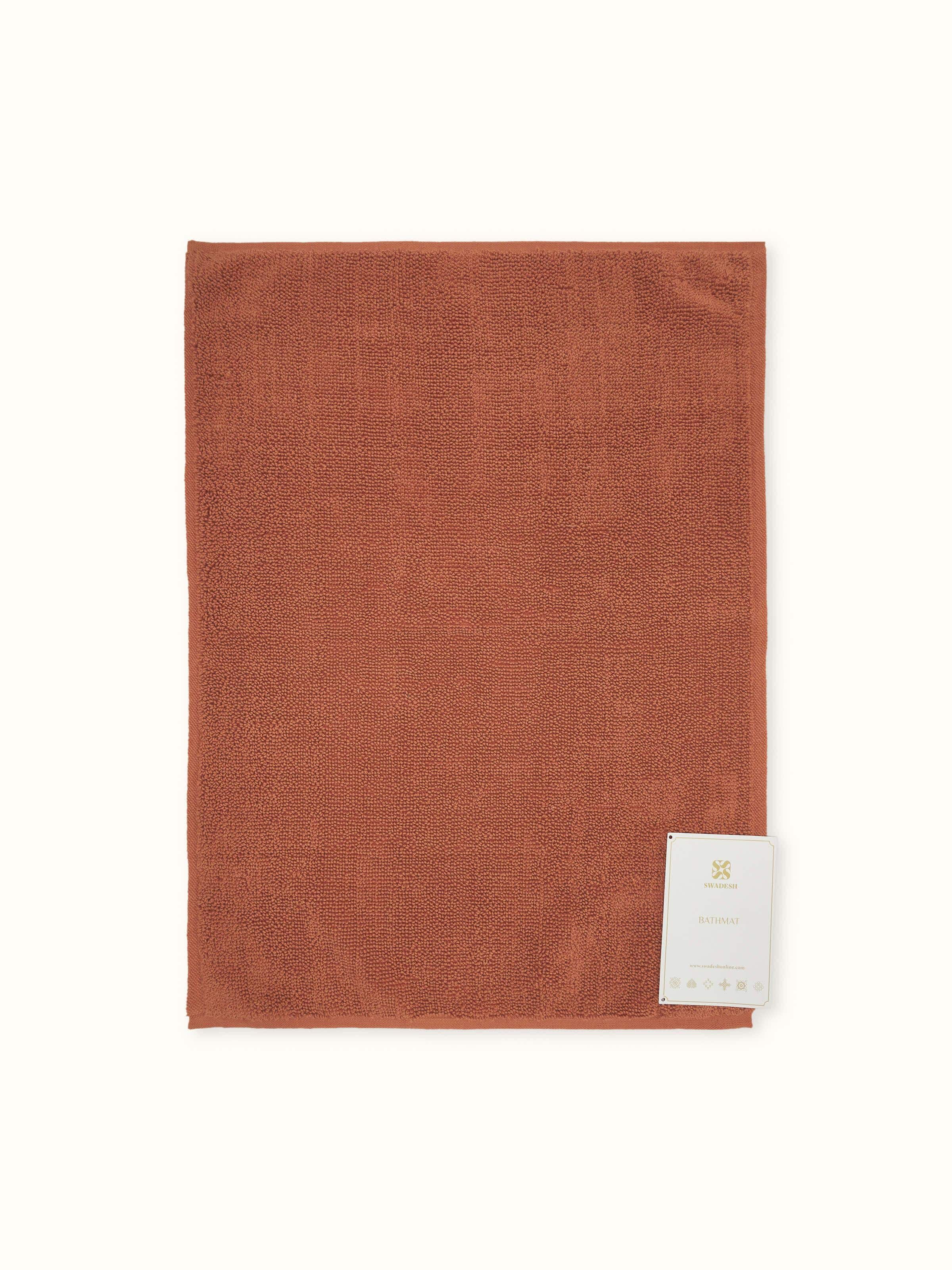 Nityam Solid Rust Cotton Bath Mat