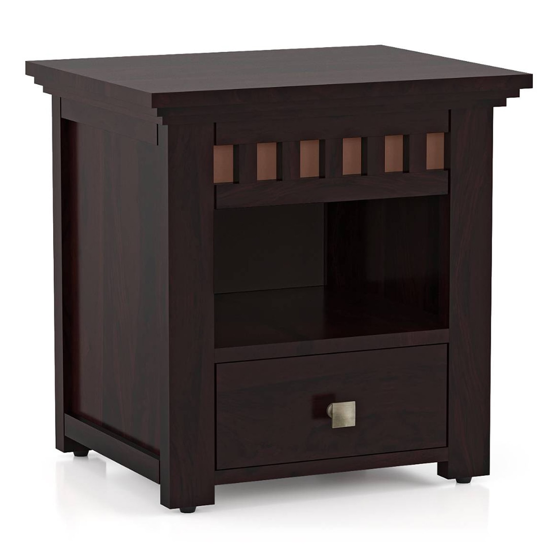Fidora Solid Wood Bedside Table in Mahogany Finish