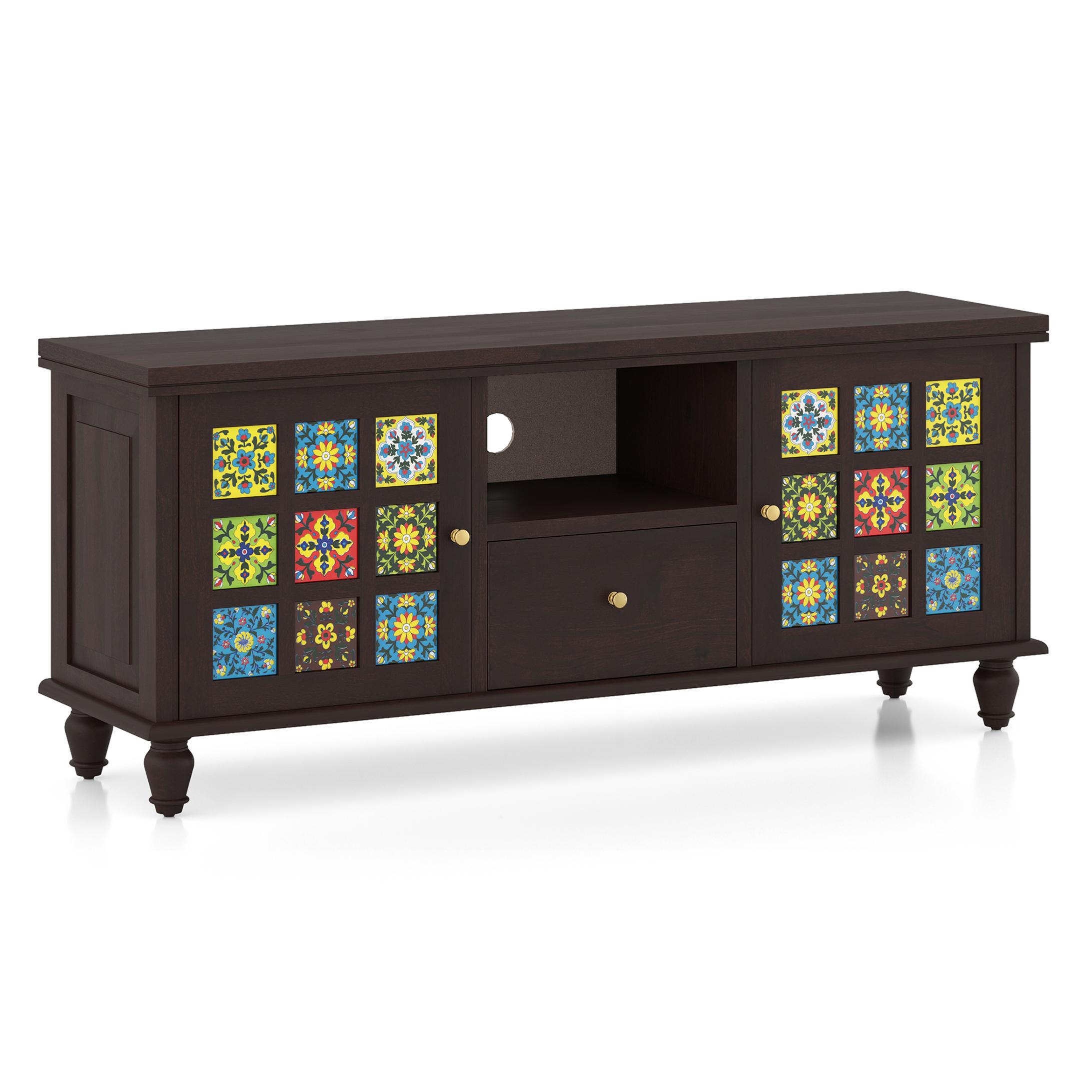Azul Solid Wood TV Unit in Brushed Walnut Finish