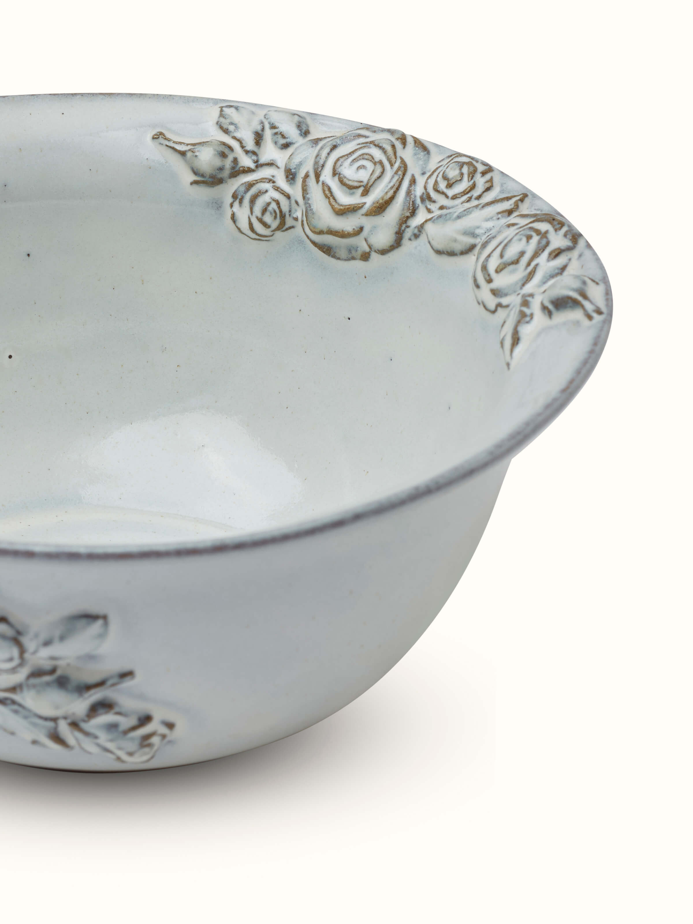 Detailed view of Studio Pottery Ceramic Serving Bowl in white, focusing on the texture and finish