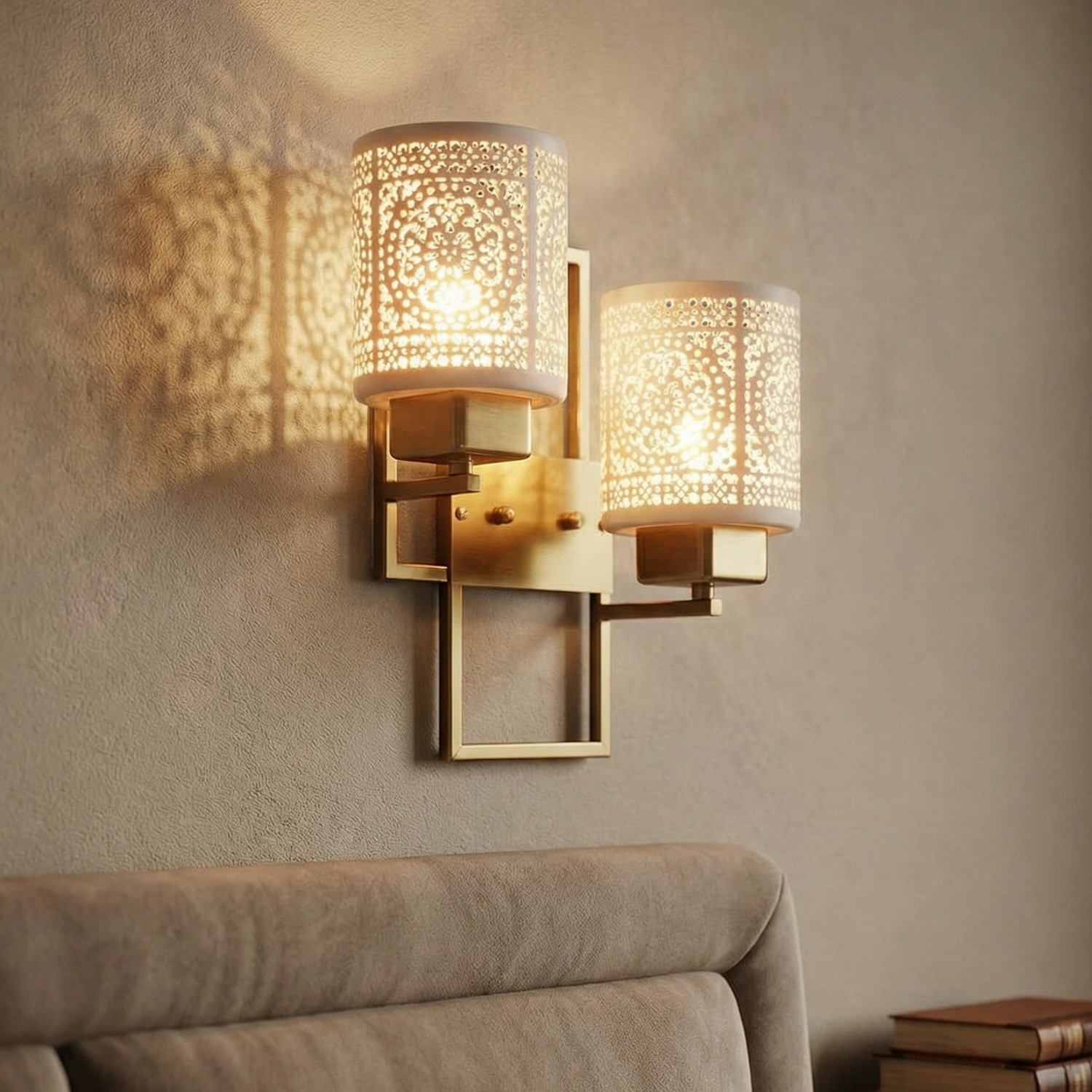 Eliante Modern Wall Lights Mild Steel & Glass Material Antique Gold & White Finish - Eliante