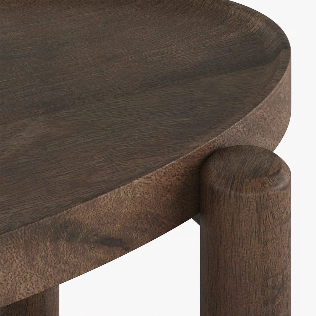 Kai Oval Solid Wood End Table in Danish Walnut