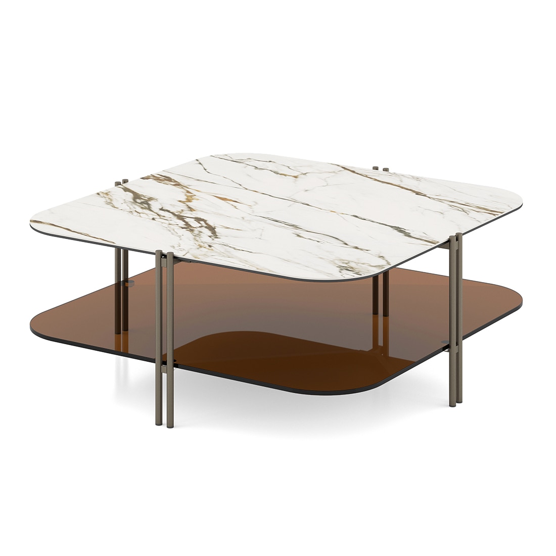 Paloma Square Marble Coffee Table in Pluto Spanish Ceramic Finish