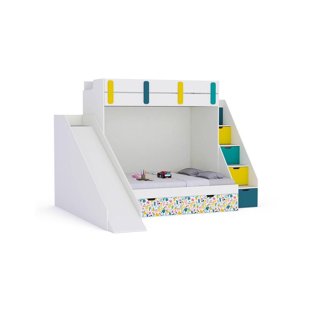 Sleep Nâ€™ Slide Bunk Bed with Slide and Storage in White Colour BKBB026