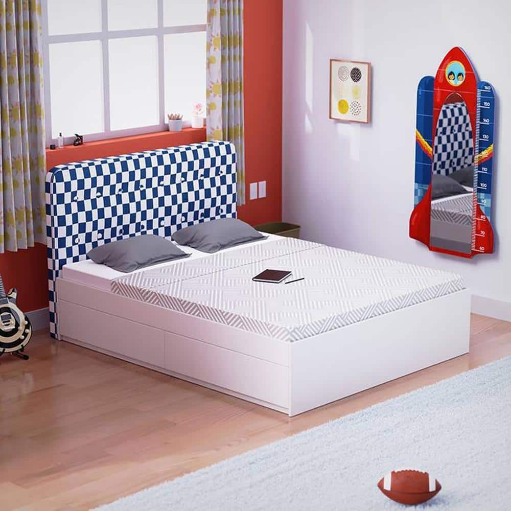 Brightside Engineered Wood Drawer Storage Bed in White Colour