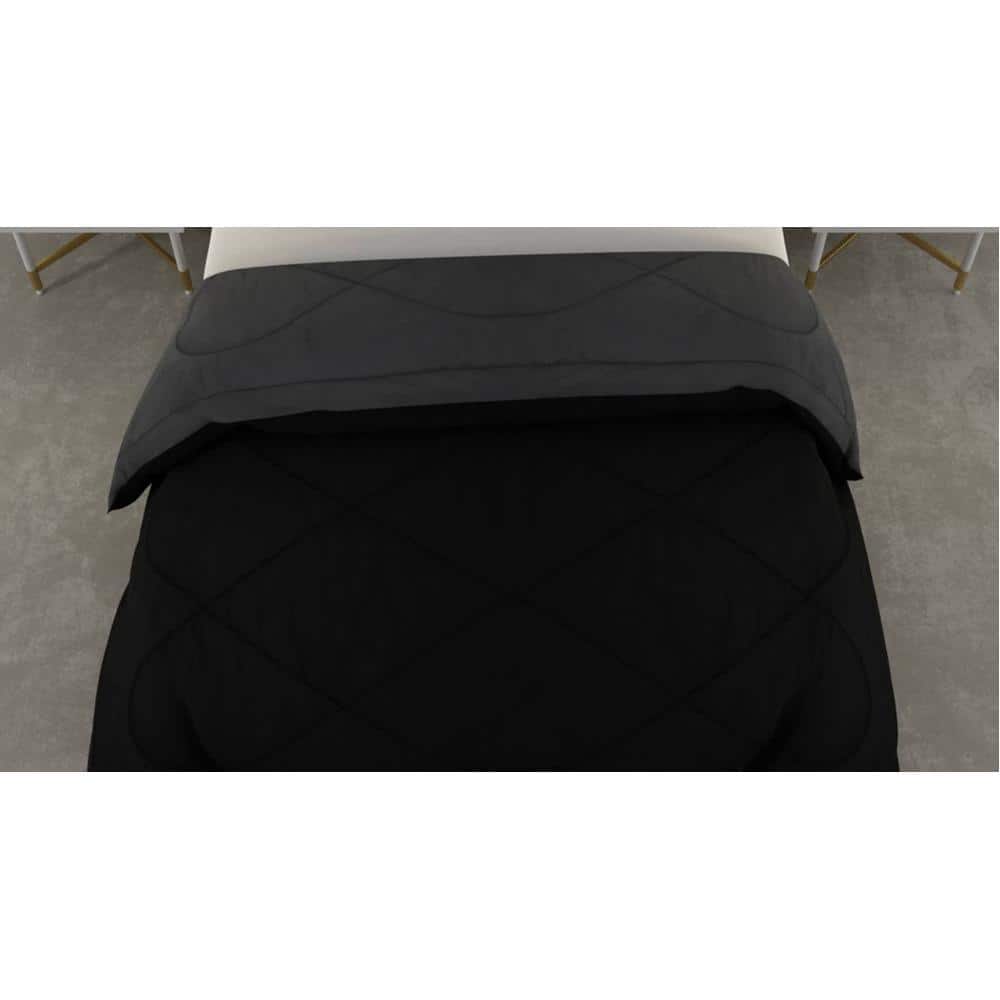 Falguni 
Black-Grey Solid 250 Gsm Microfiber Single Bed Comforter