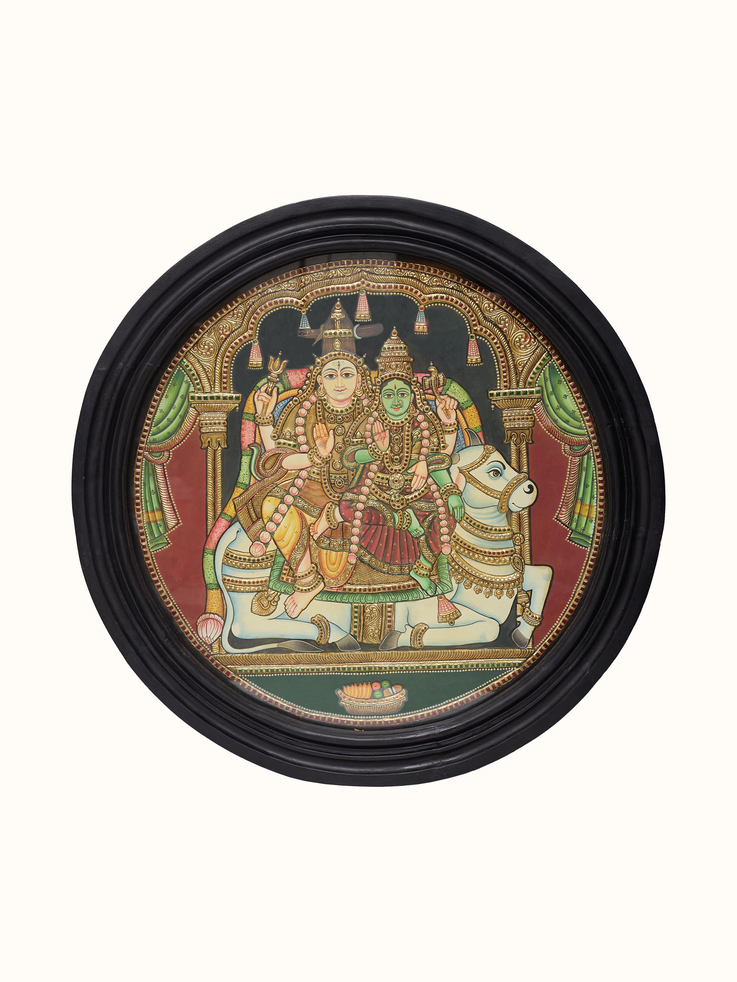 Shiva Thanjavur Teak Wood Painting