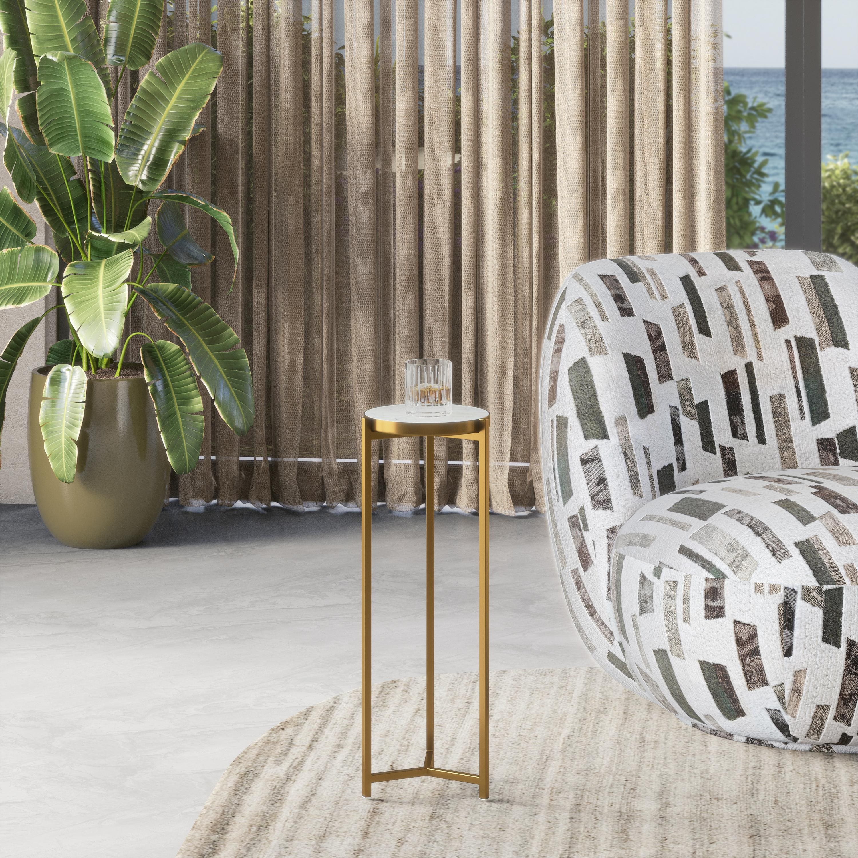 Midori Metal Drink Table In Gold Finish