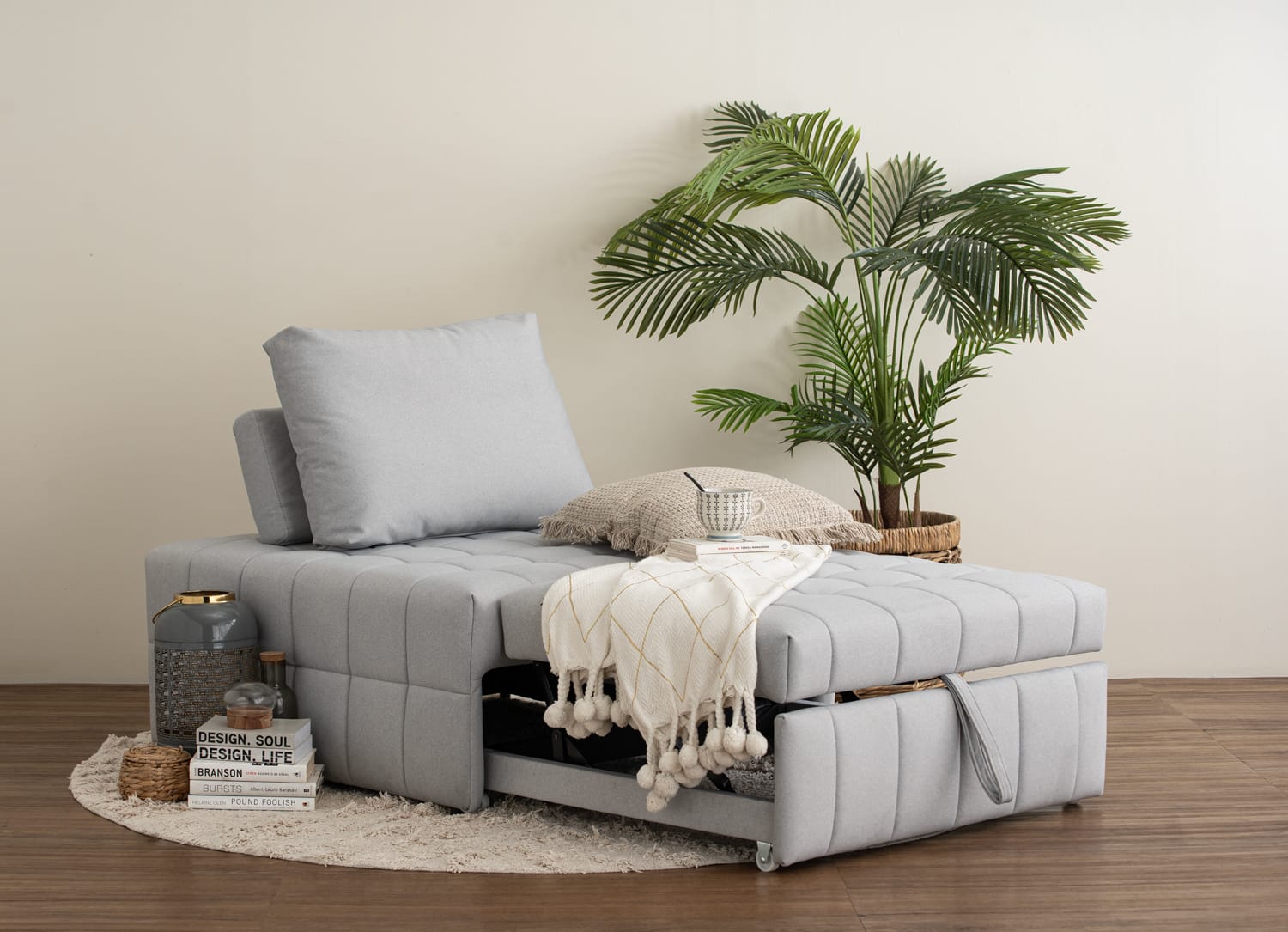 Scandinavian Monte Sofa Bed in Warm Grey Finish Pet Friendly