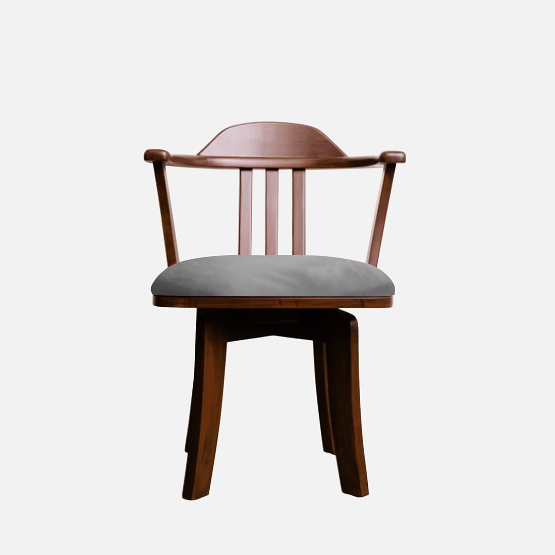 Vanilla Revolving Teak Wood Chair in Grey Colour