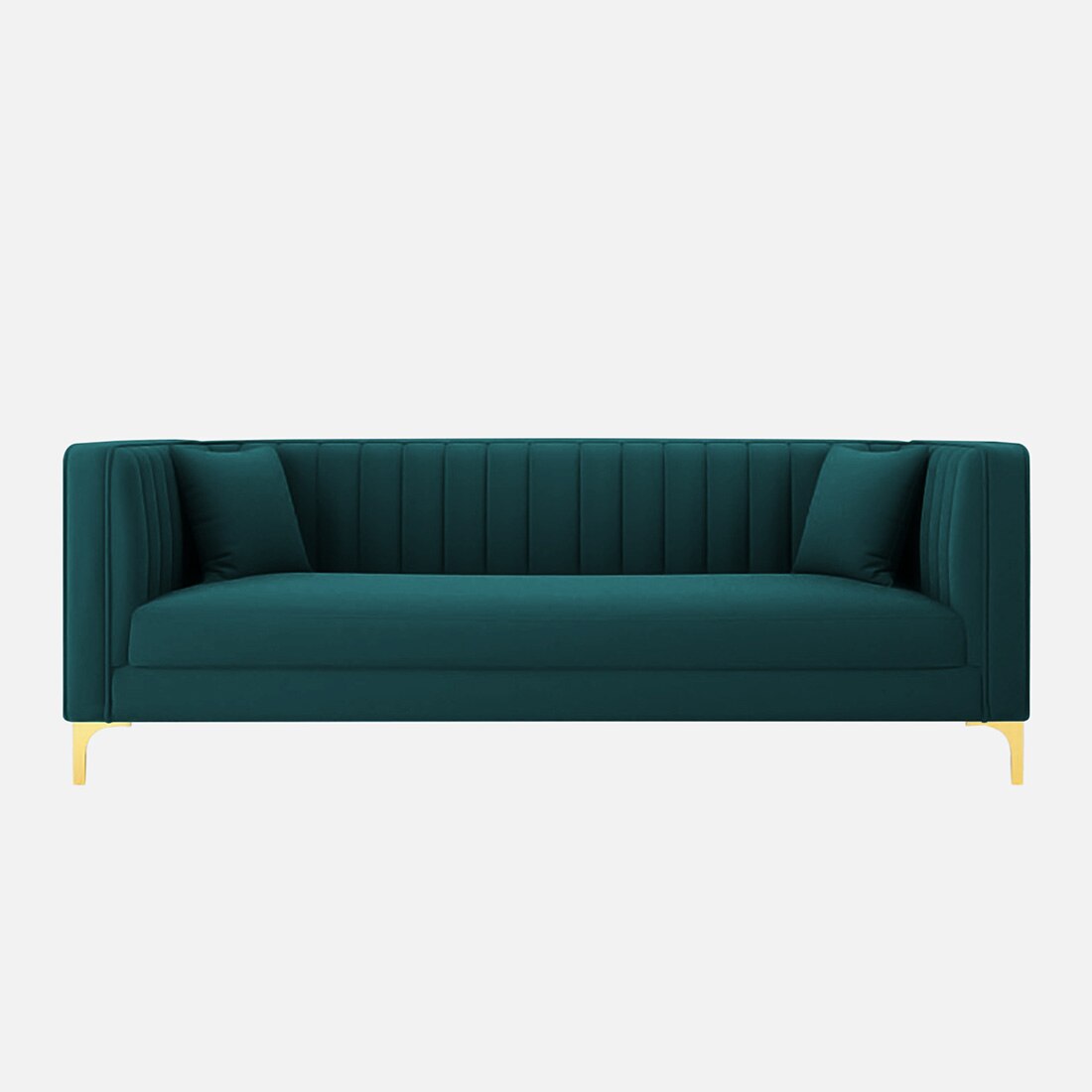Texude Velvet 3 Seater Sofa Teal in Blue Colour