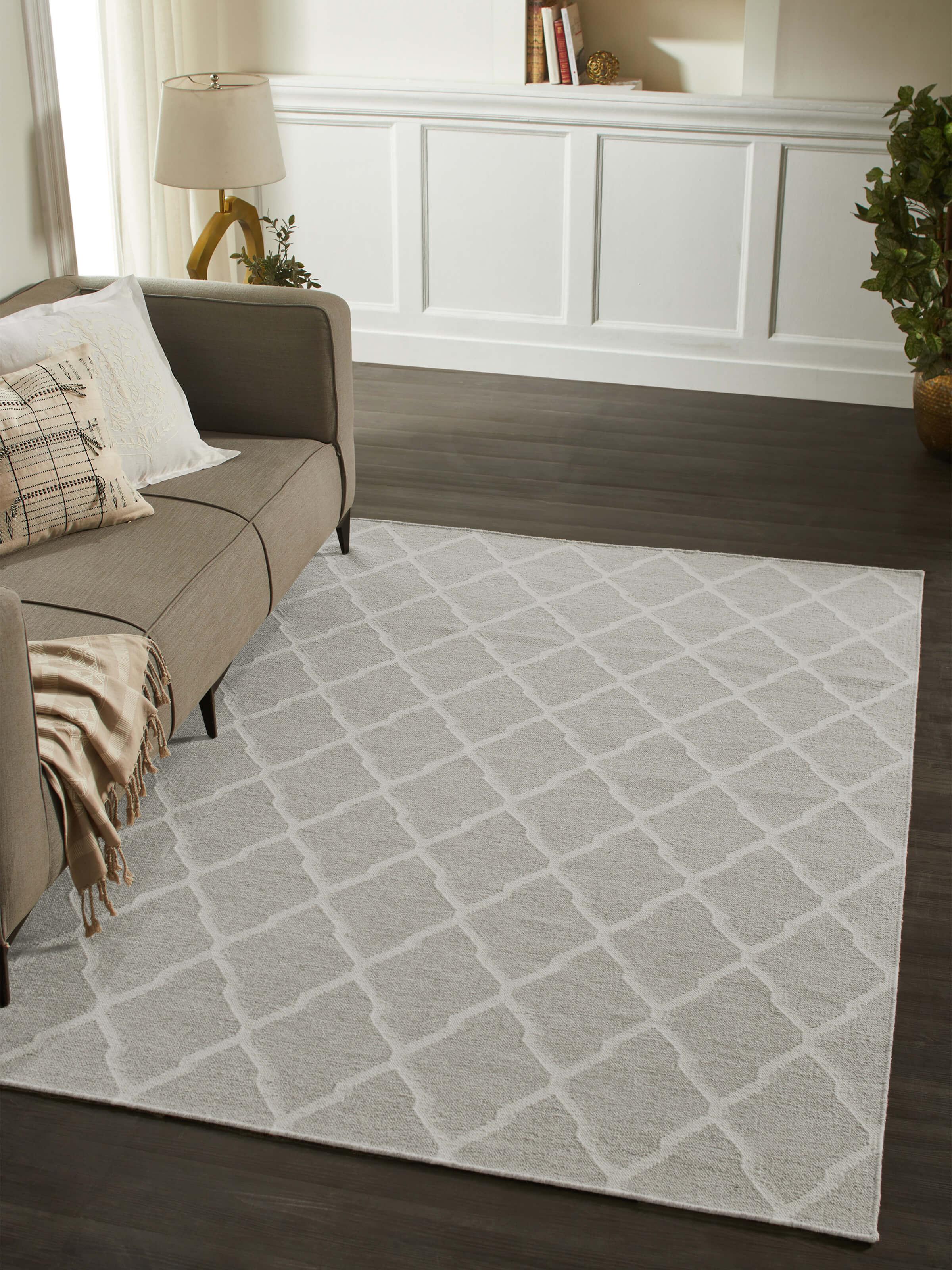 Top view presenting the full layout and design of the wool dhurrie