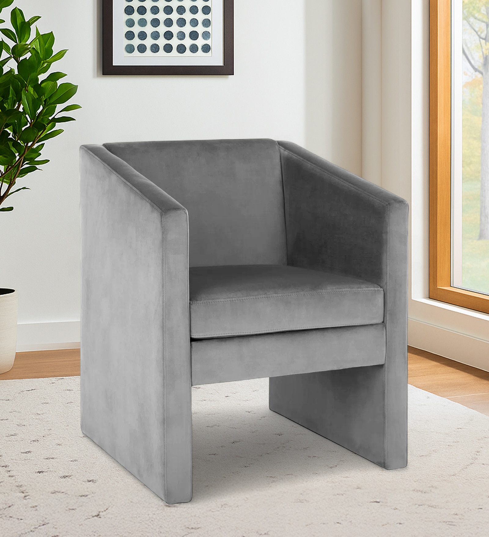 Shuntina Accent Velvet Chair in Grey Colour