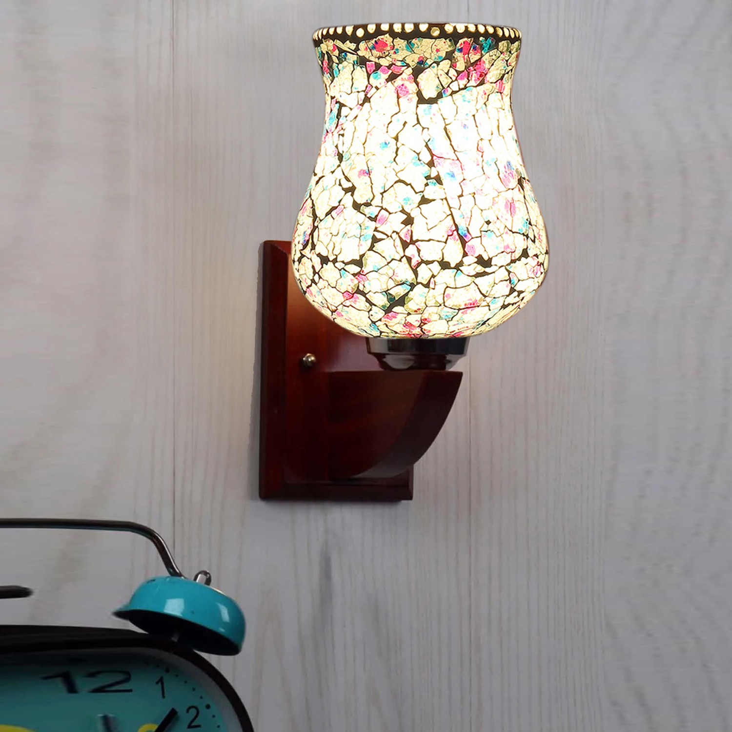 Devansh Solid Wood Electric Wall Light in Multi Colour with Multi Shade Count of 1 Light