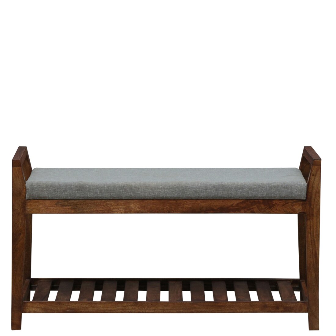 Tonsberg Solid Wood Shoe Rack with Seating in Walnut Brown finish