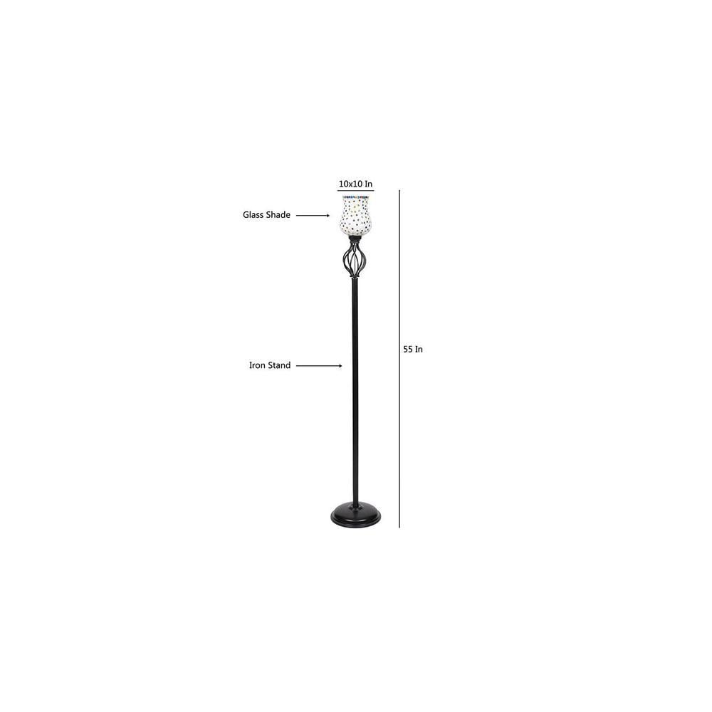 Edie Black Glass Shade Floor Lamp